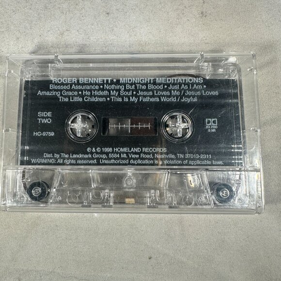 Roger Bennett Midnight Meditations 1998 Cassette Christian Music Homeland - Picture 2 of 2